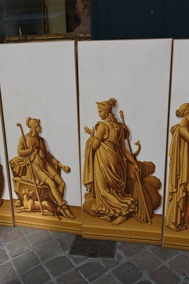 Suite Of Five Wallpaper Panels XIX Empire Period Zuber-photo-3