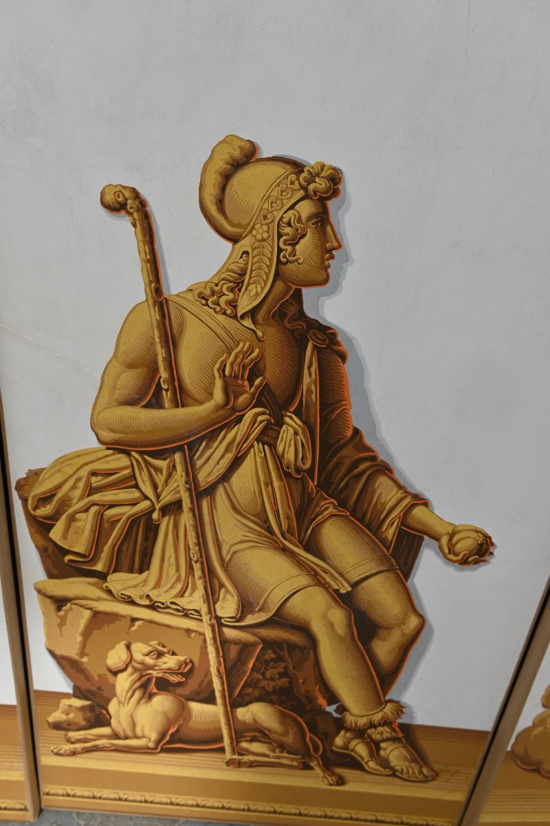 Suite Of Five Wallpaper Panels XIX Empire Period Zuber-photo-4