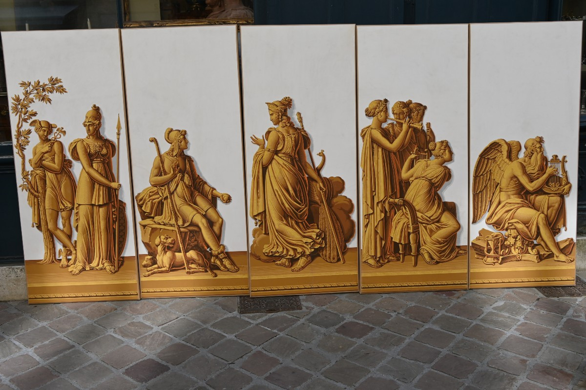 Suite Of Five Wallpaper Panels XIX Empire Period Zuber-photo-7