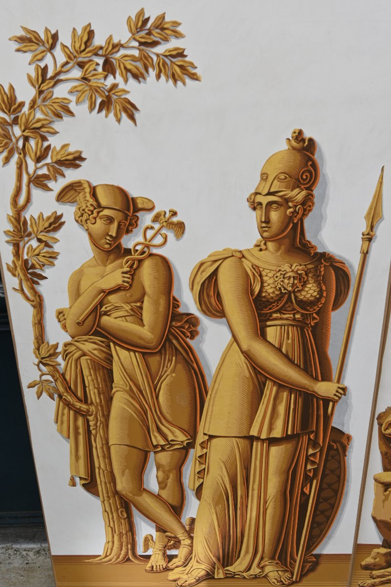 Suite Of Five Wallpaper Panels XIX Empire Period Zuber-photo-8