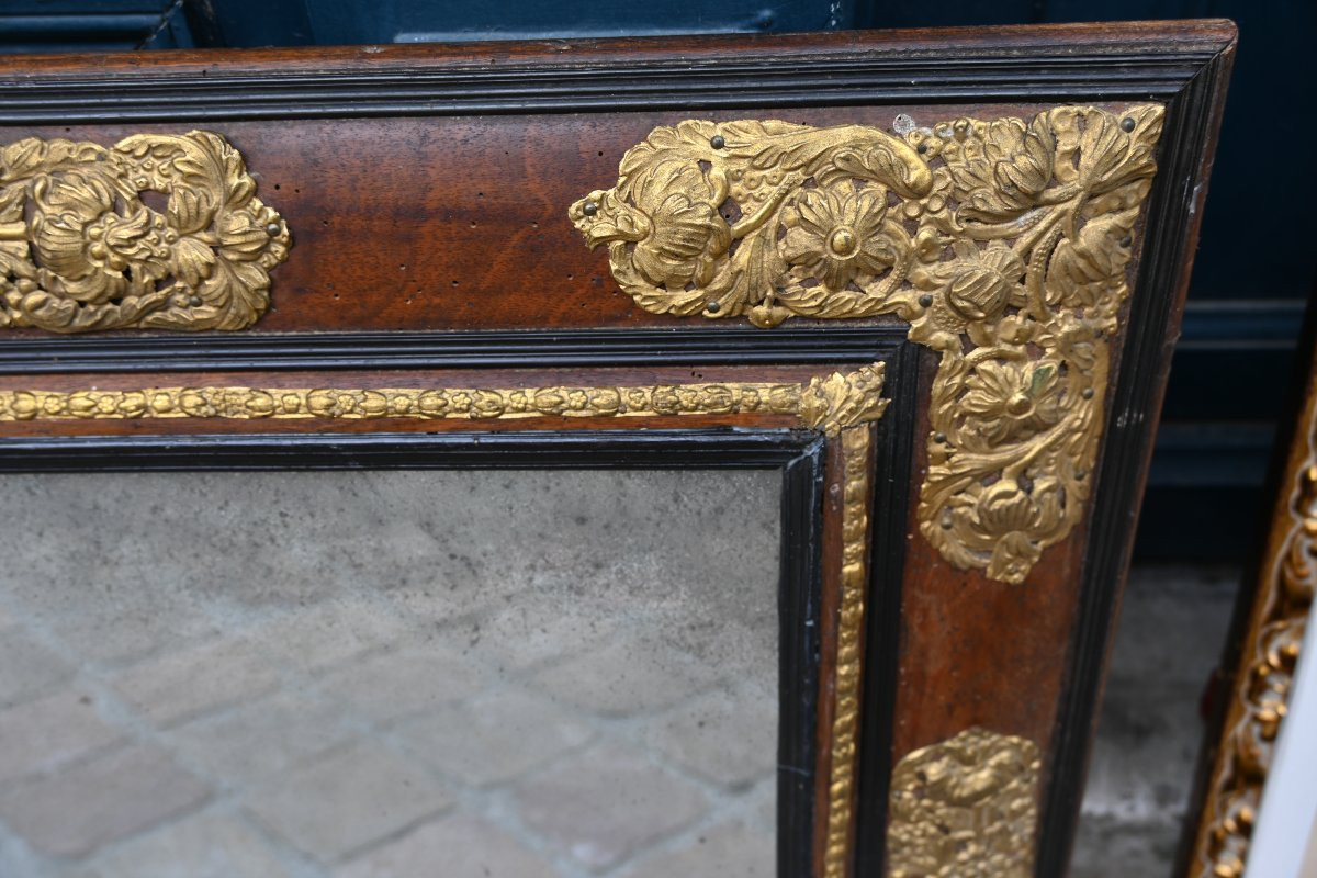 Miroir d époque Louis XIV , bois et laiton-photo-3