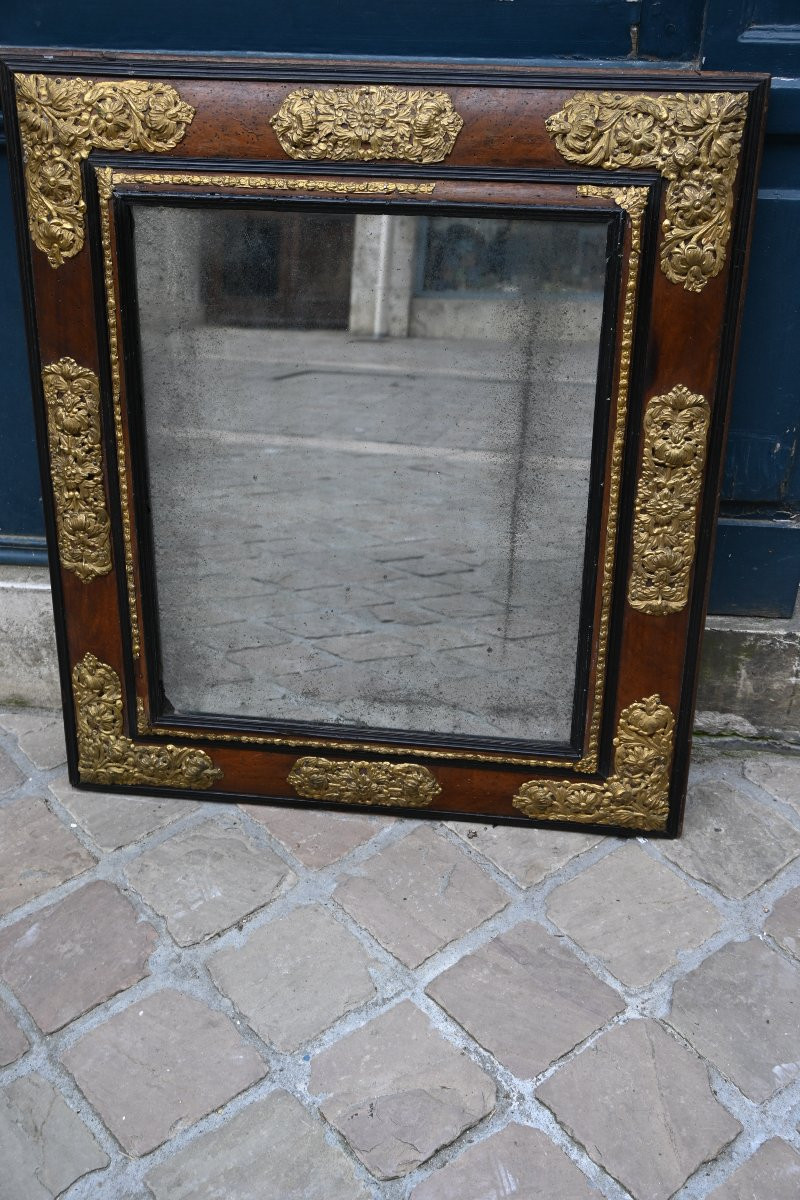 Miroir d époque Louis XIV , bois et laiton-photo-6