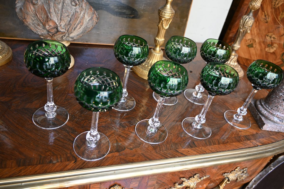 Saint Louis 8 Crystal Glasses, Roemer Model-photo-1