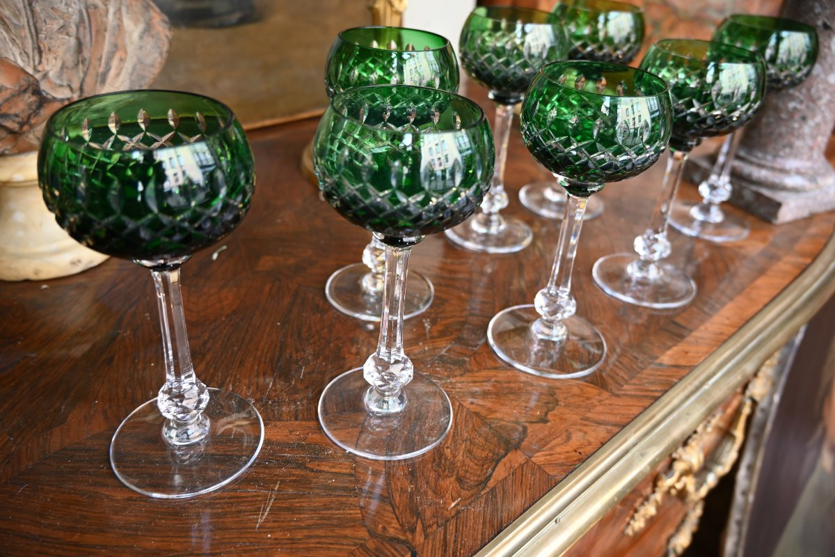 Saint Louis 8 Crystal Glasses, Roemer Model-photo-3