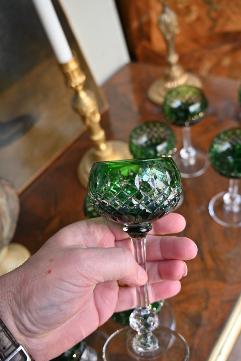 Saint Louis 8 Crystal Glasses, Roemer Model-photo-5