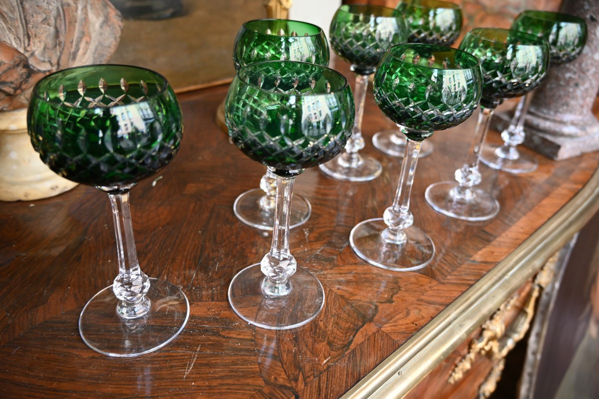 Saint Louis 8 Crystal Glasses, Roemer Model