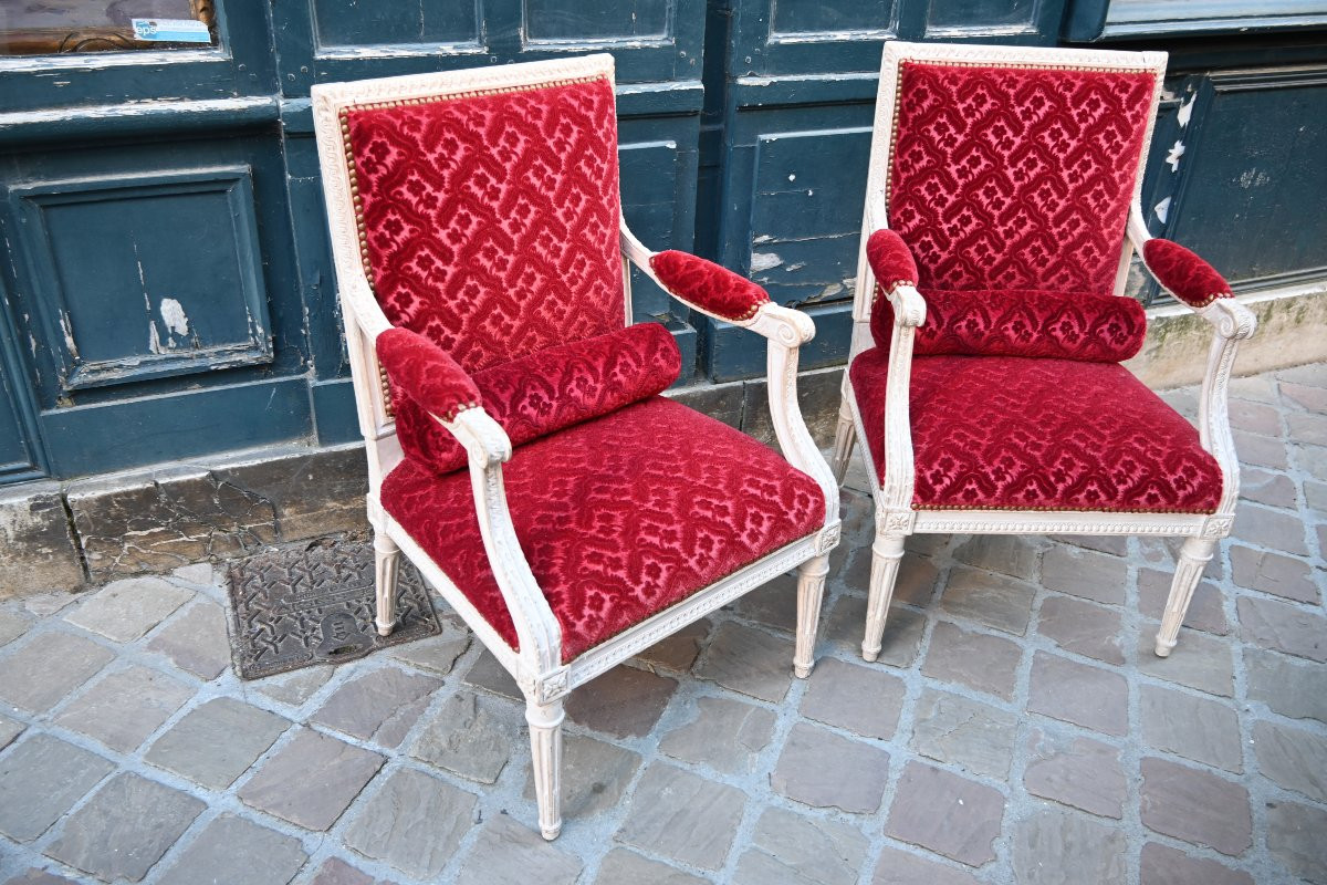 Rare Pair Of Louis XVI Low Armchairs -photo-2