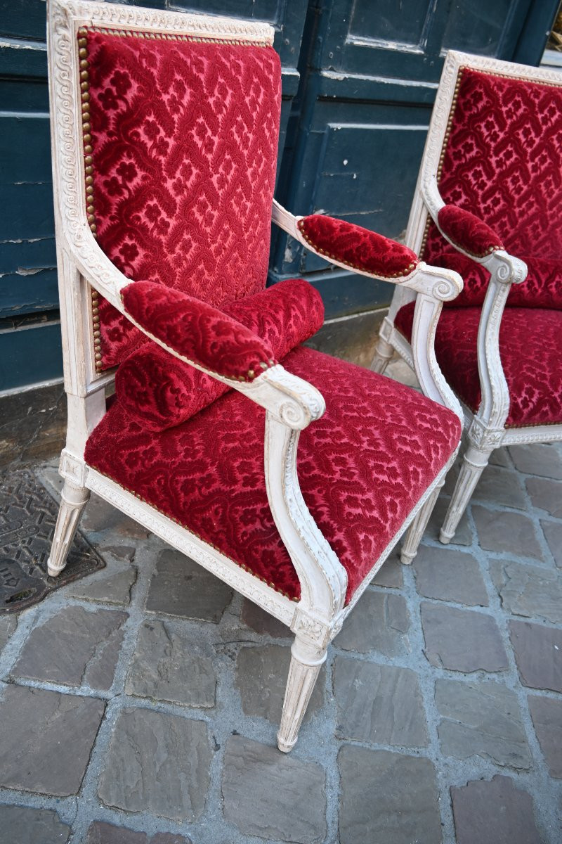 Rare Pair Of Louis XVI Low Armchairs -photo-3