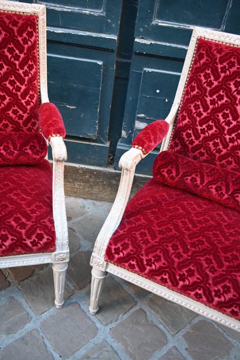 Rare Pair Of Louis XVI Low Armchairs -photo-4