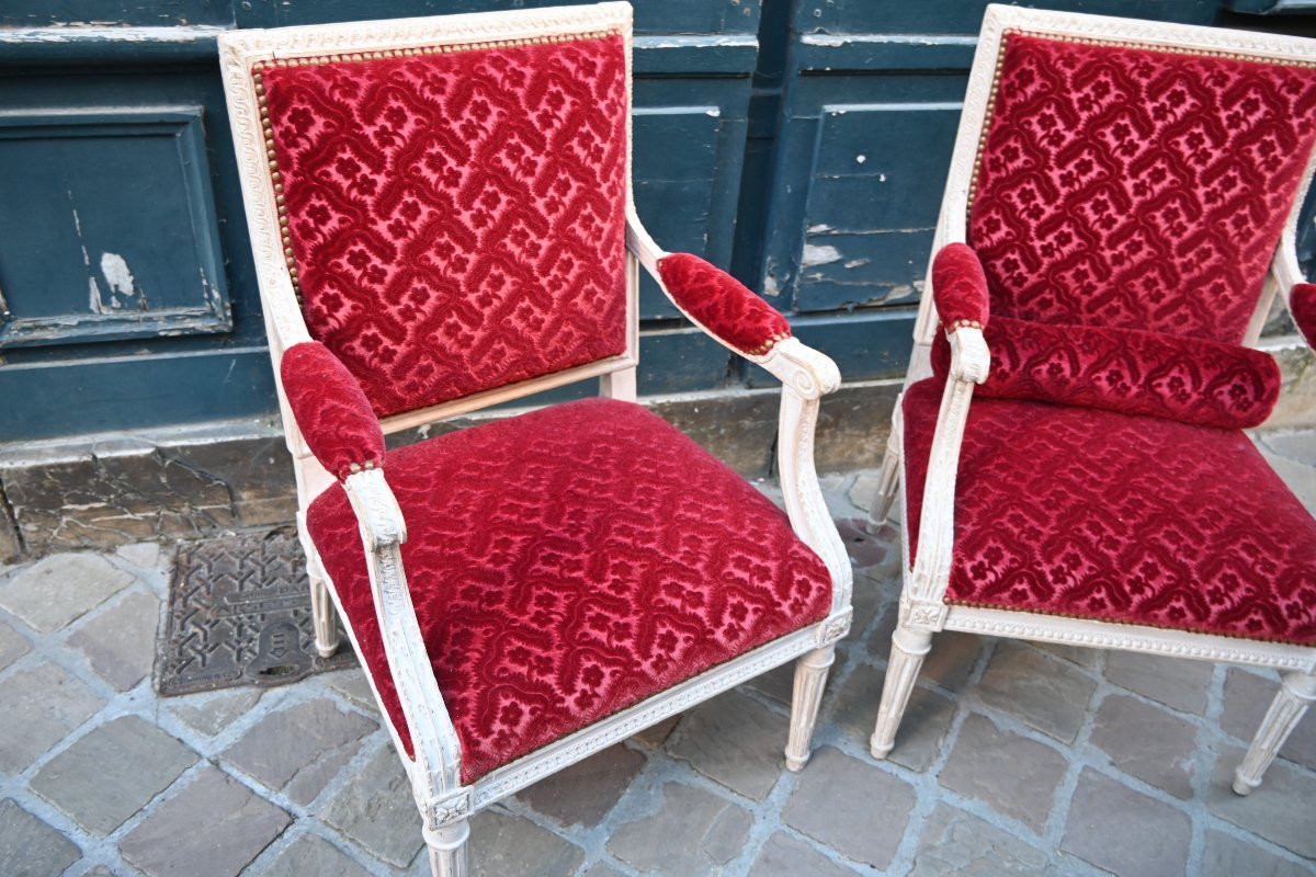 Rare Pair Of Louis XVI Low Armchairs -photo-1