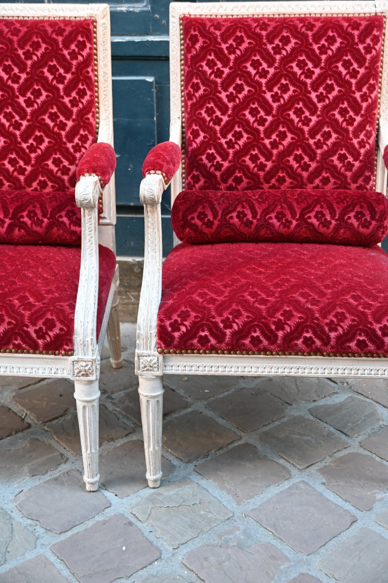 Rare Pair Of Louis XVI Low Armchairs -photo-4