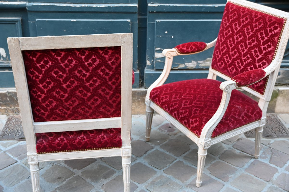 Rare Pair Of Louis XVI Low Armchairs -photo-6