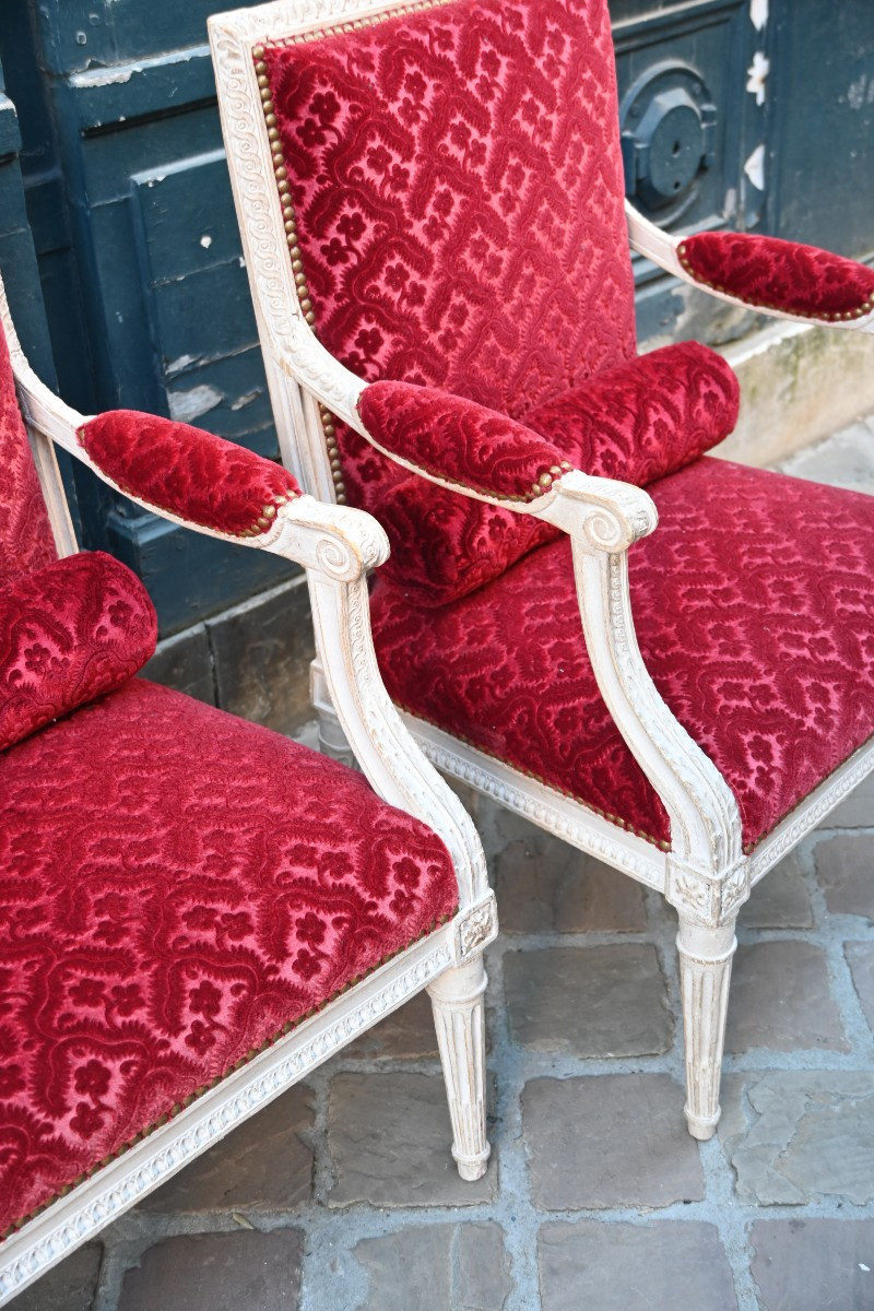 Rare Pair Of Louis XVI Low Armchairs 