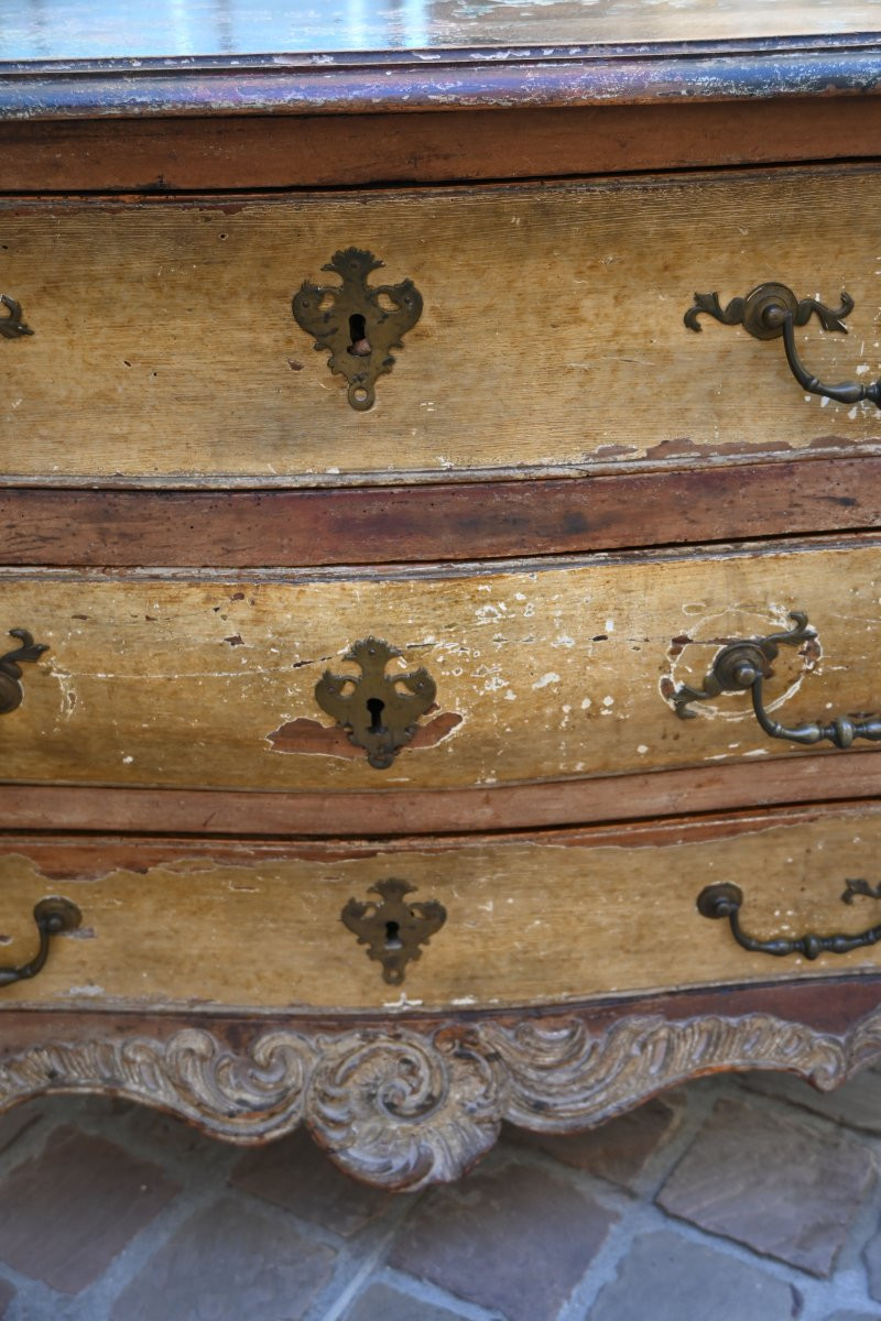 Beautiful Louis XV, Provence XVIII Period Painted Commode En Tombeau.-photo-2