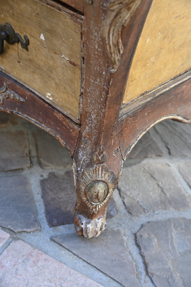 Beautiful Louis XV, Provence XVIII Period Painted Commode En Tombeau.-photo-1