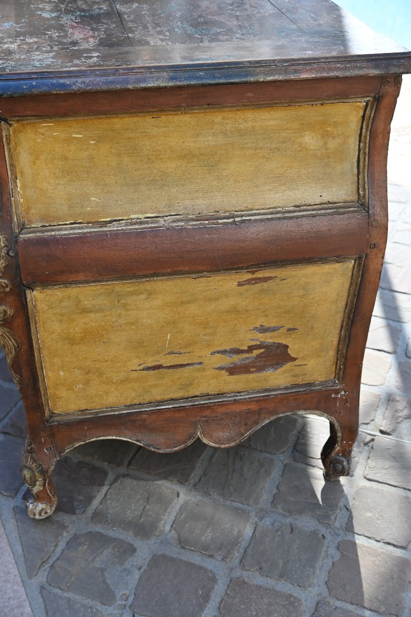 Beautiful Louis XV, Provence XVIII Period Painted Commode En Tombeau.-photo-4