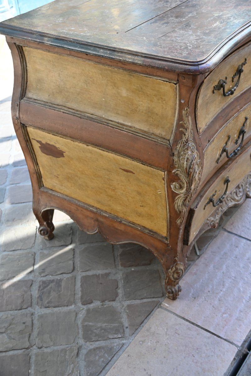 Beautiful Louis XV, Provence XVIII Period Painted Commode En Tombeau.-photo-6