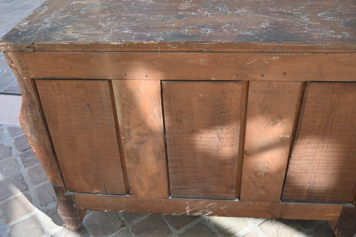 Beautiful Louis XV, Provence XVIII Period Painted Commode En Tombeau.-photo-8