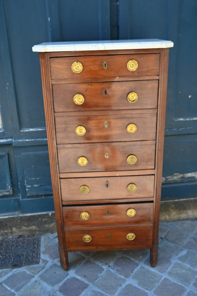 Semainier en acajou  d époque Louis XVI  , estampillé de Louis  Noel Malle-photo-3