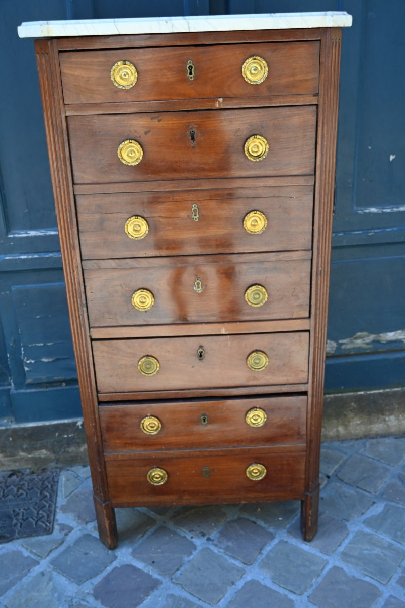 Semainier en acajou  d époque Louis XVI  , estampillé de Louis  Noel Malle-photo-1