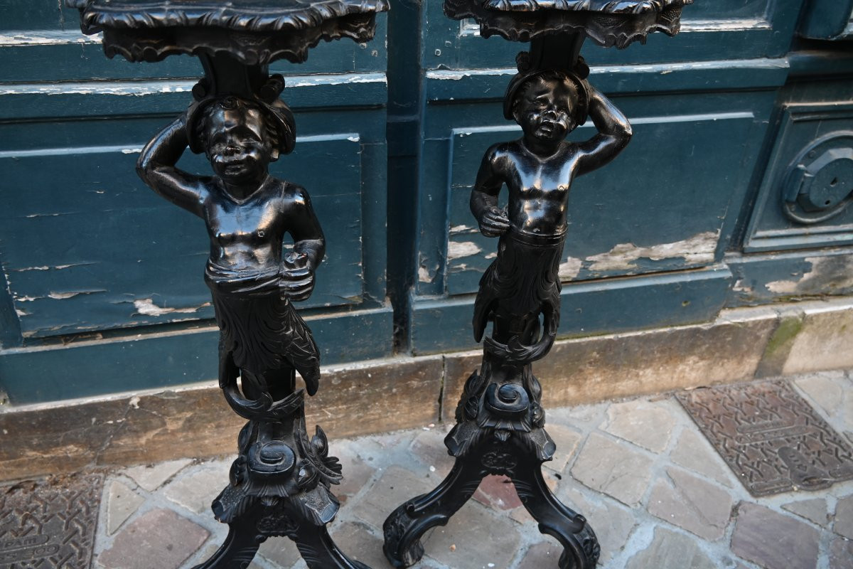 Venise paire de sellettes à décor de Maures , Italie XIX-photo-4