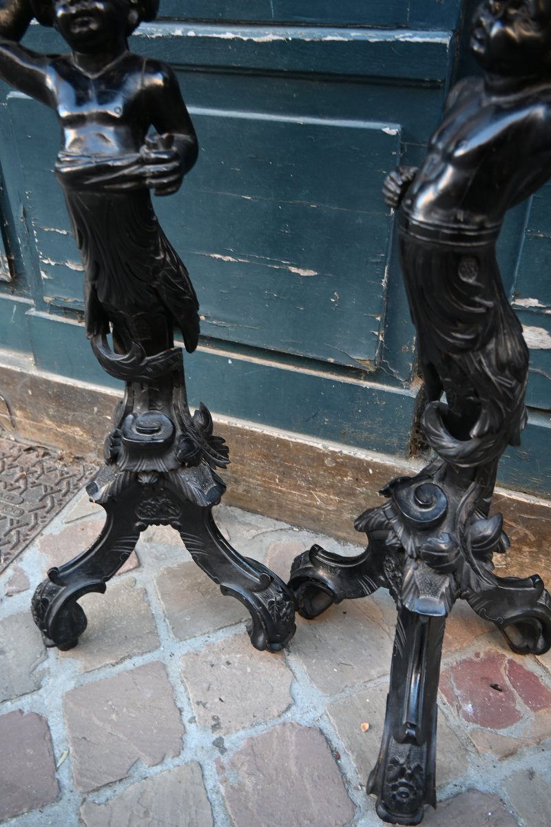 Venise paire de sellettes à décor de Maures , Italie XIX-photo-8