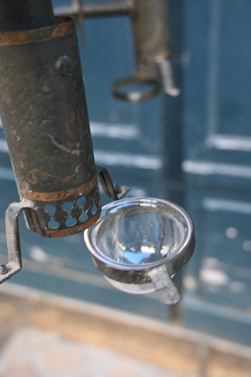 Lustre à quinquet en tôle peinte d époque Directoire du XIX-photo-6