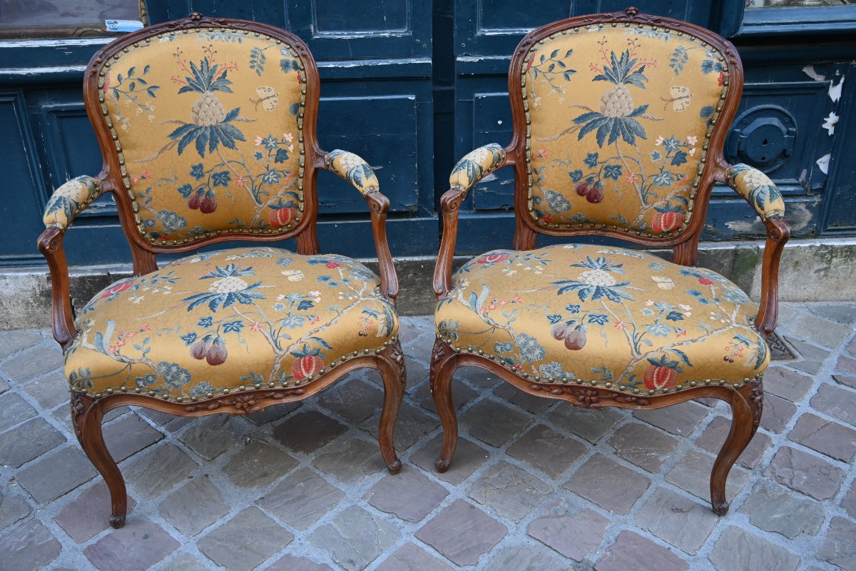 Paire de cabriolets d époque Louis XV du XVIII-photo-1