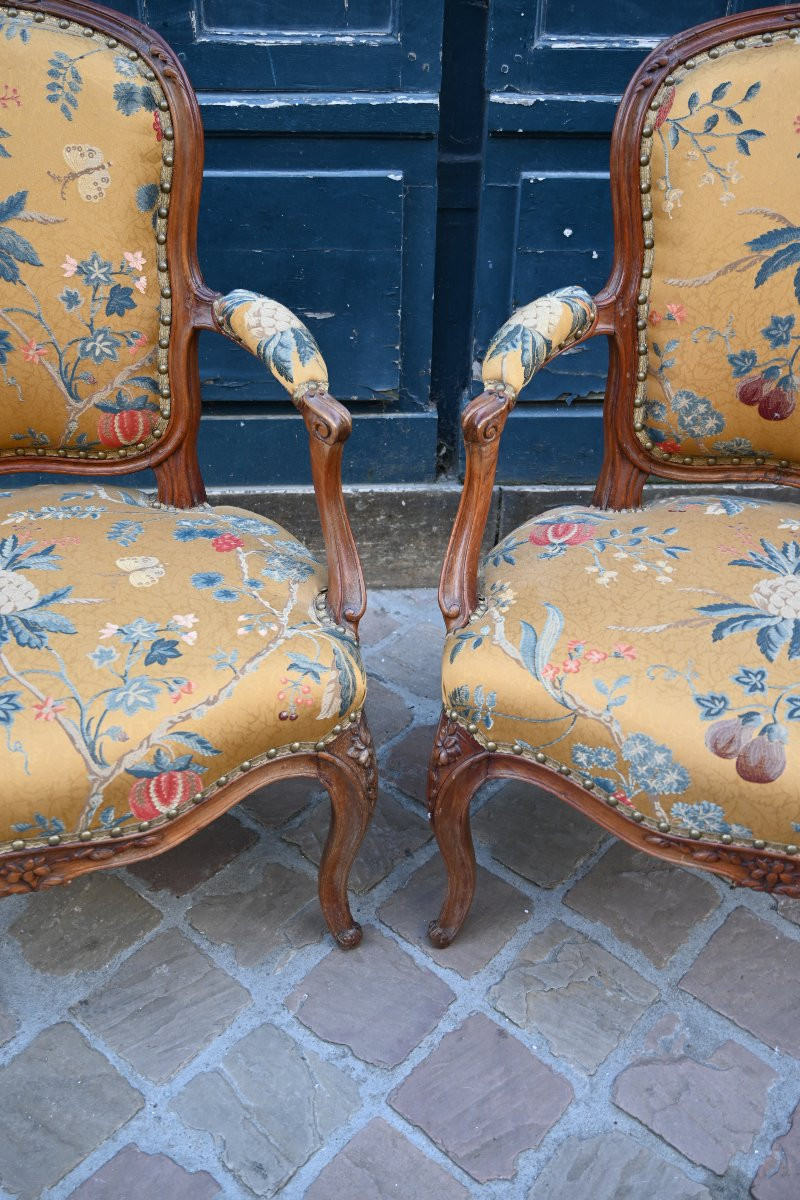 Paire de cabriolets d époque Louis XV du XVIII-photo-2