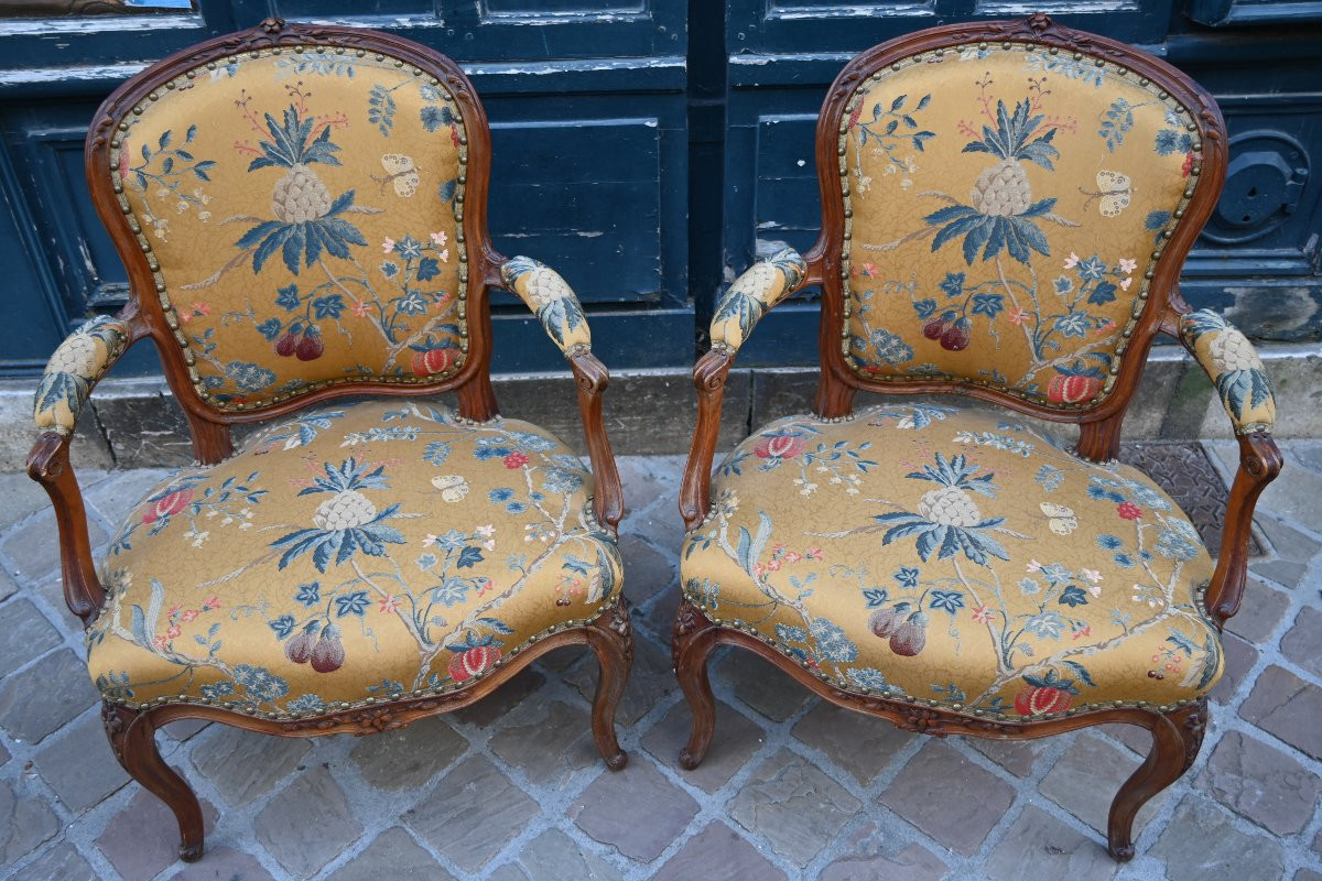 Paire de cabriolets d époque Louis XV du XVIII-photo-5