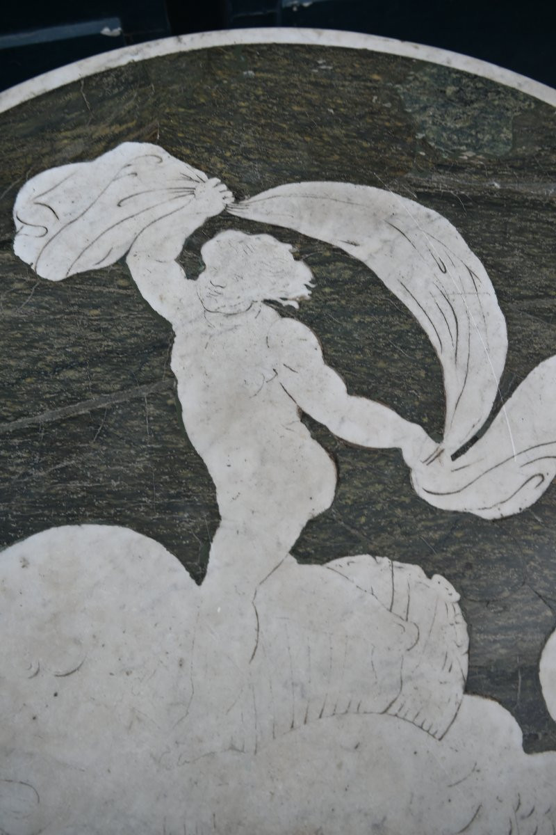 Pedestal Table With Two-tone Marble Plaque , Italy XIX-photo-2