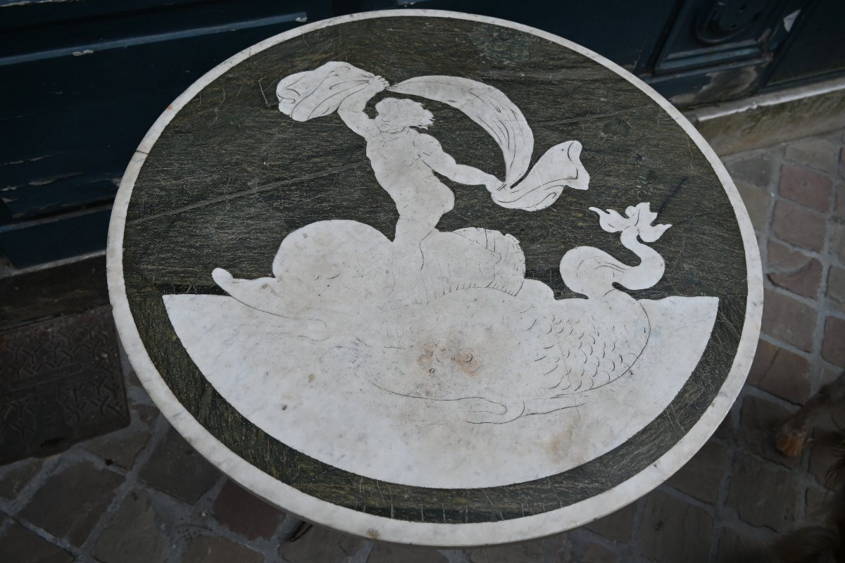 Pedestal Table With Two-tone Marble Plaque , Italy XIX-photo-3