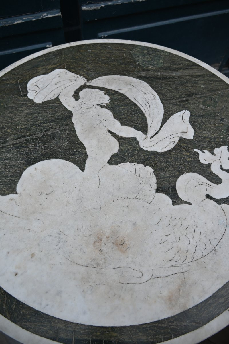 Pedestal Table With Two-tone Marble Plaque , Italy XIX-photo-4