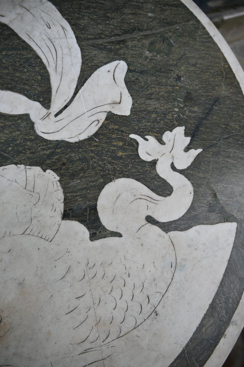 Pedestal Table With Two-tone Marble Plaque , Italy XIX-photo-1