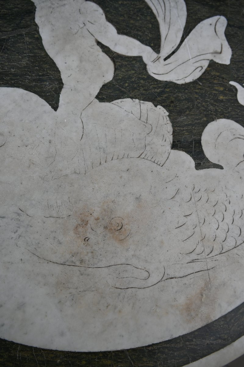 Pedestal Table With Two-tone Marble Plaque , Italy XIX-photo-2