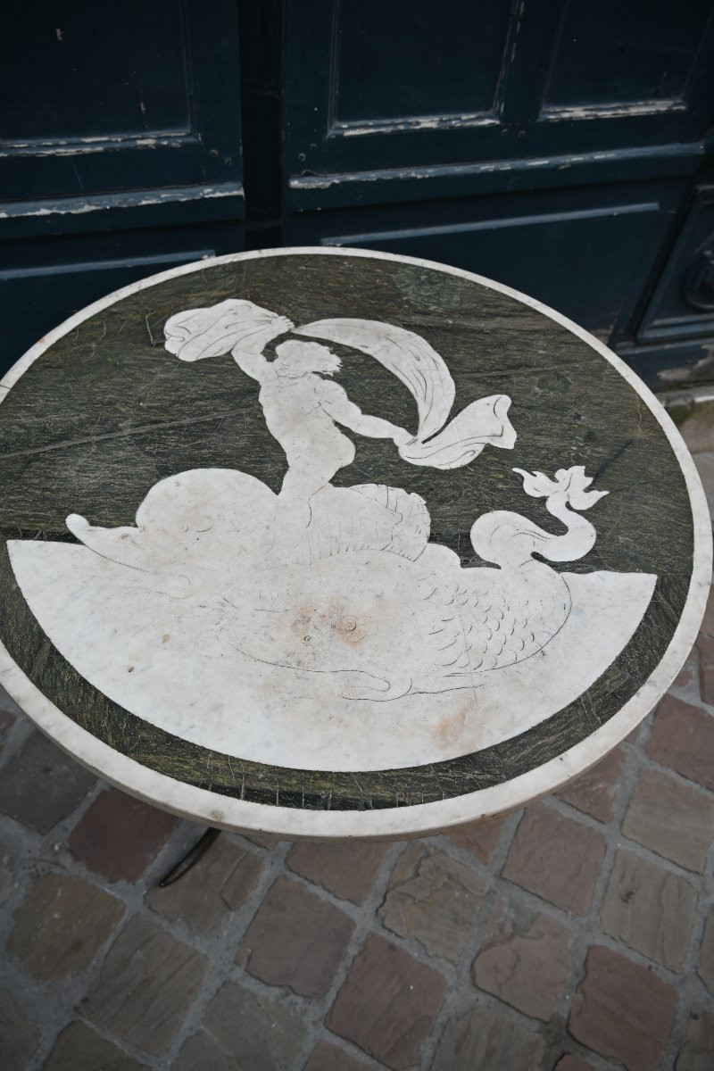 Pedestal Table With Two-tone Marble Plaque , Italy XIX-photo-4