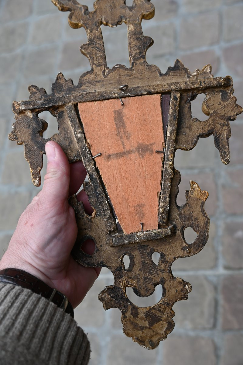 Pair Of Small Italian Gilded Wood Mirrors In The Baroque Style-photo-4