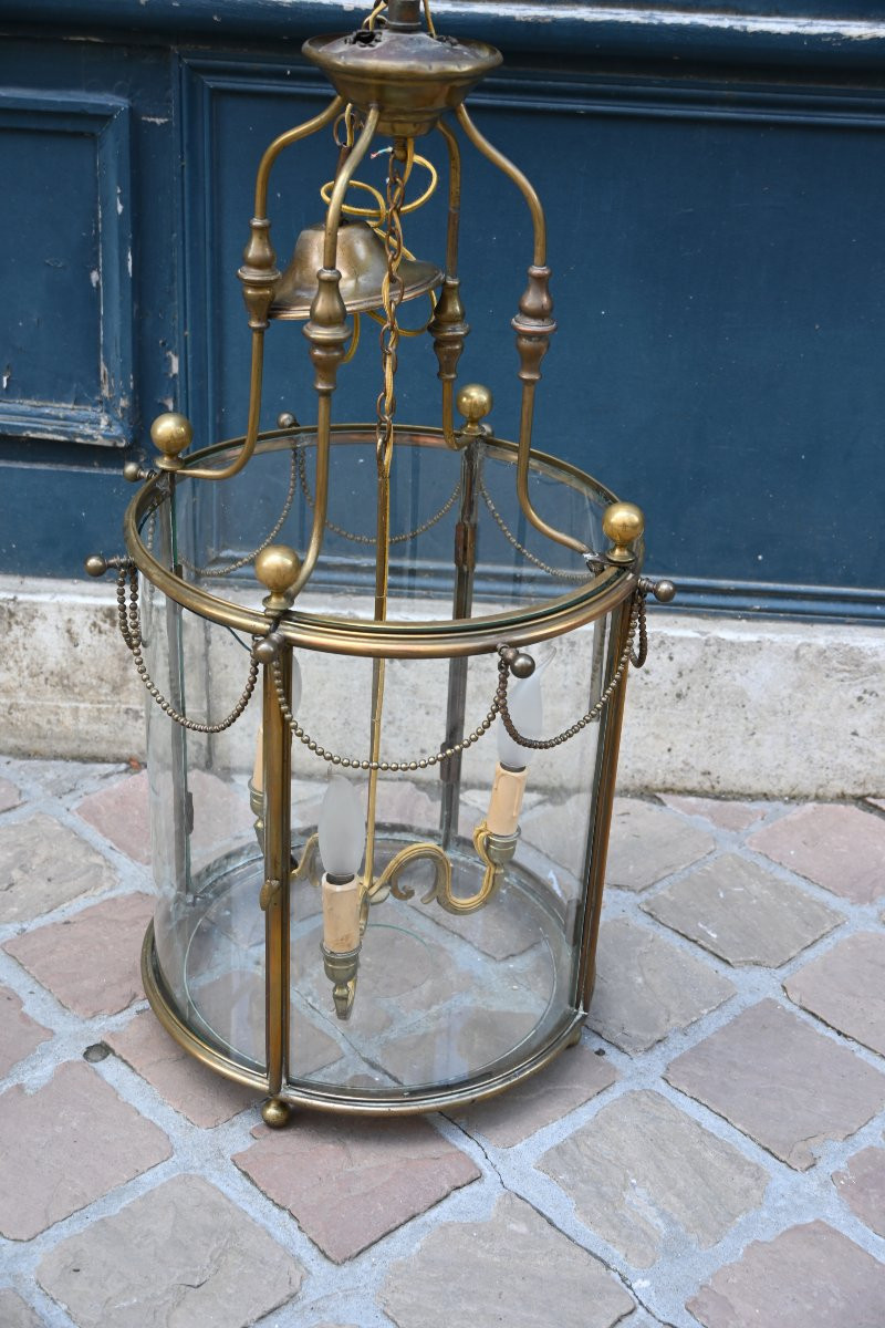 Lanterne circulaire à vitres ceintrées de style Louis XVI-photo-2
