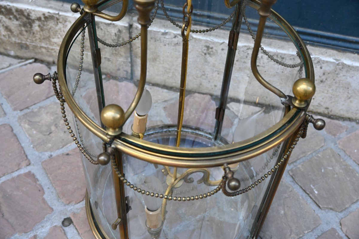 Lanterne circulaire à vitres ceintrées de style Louis XVI-photo-3