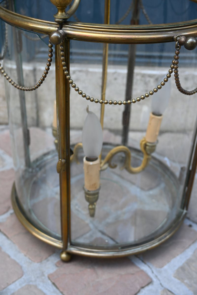 Lanterne circulaire à vitres ceintrées de style Louis XVI-photo-4
