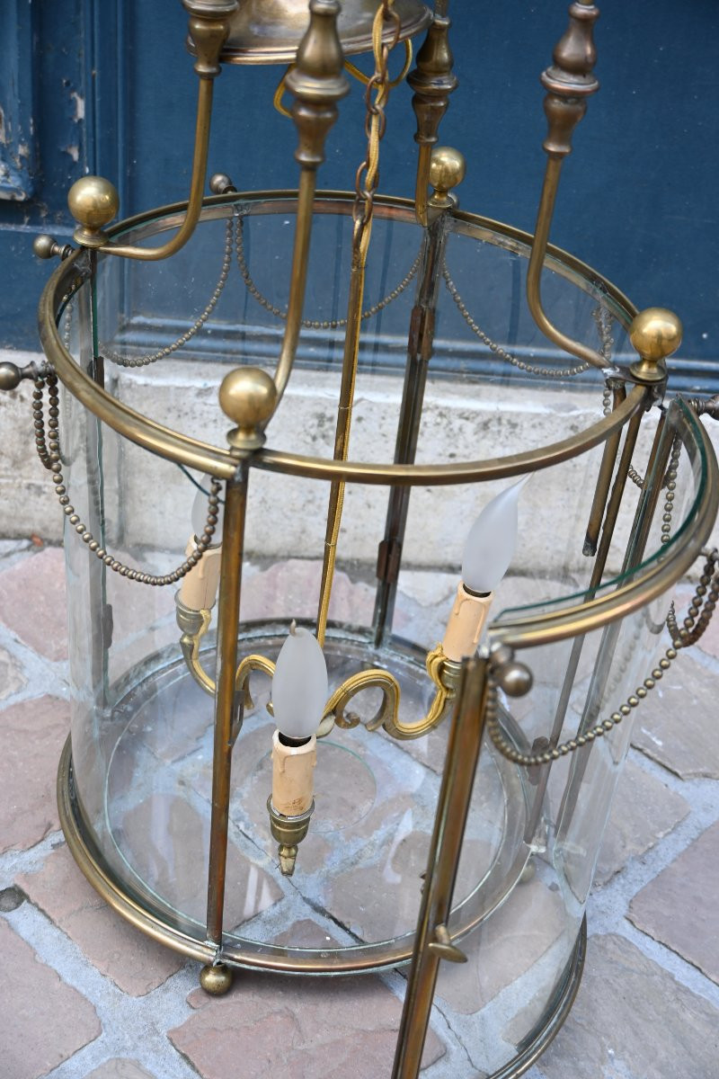Lanterne circulaire à vitres ceintrées de style Louis XVI-photo-1