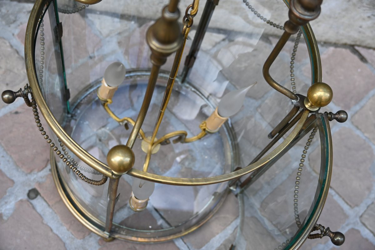 Lanterne circulaire à vitres ceintrées de style Louis XVI-photo-2