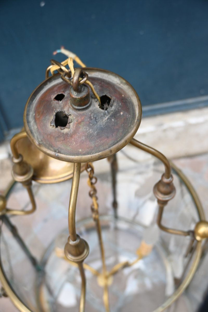 Lanterne circulaire à vitres ceintrées de style Louis XVI-photo-3