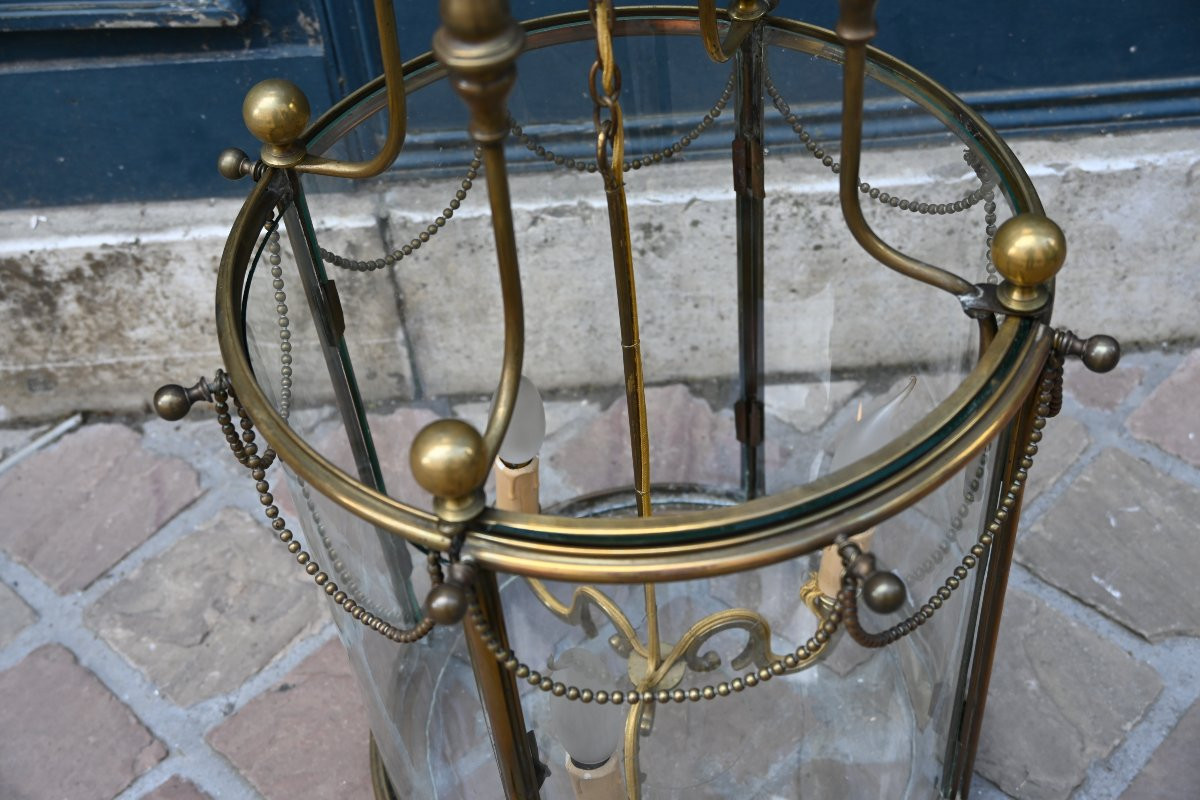 Lanterne circulaire à vitres ceintrées de style Louis XVI-photo-5