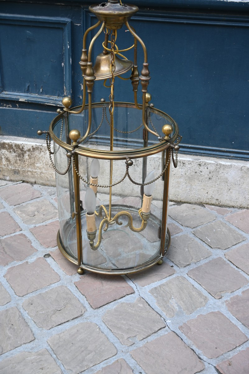 Lanterne circulaire à vitres ceintrées de style Louis XVI