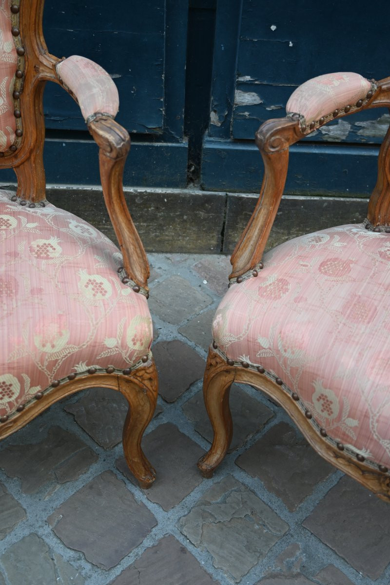 Paire de cabriolets d époque Louis XV du XVIII-photo-2