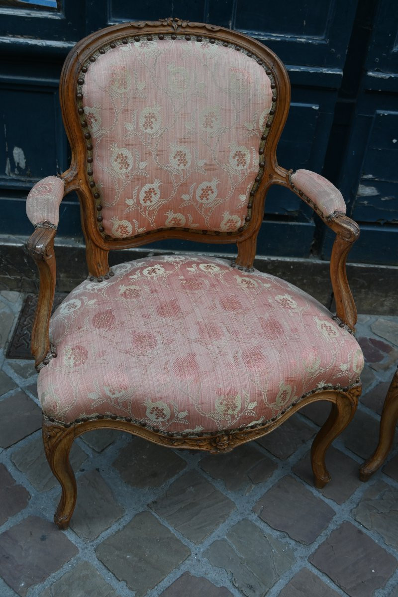 Paire de cabriolets d époque Louis XV du XVIII-photo-3