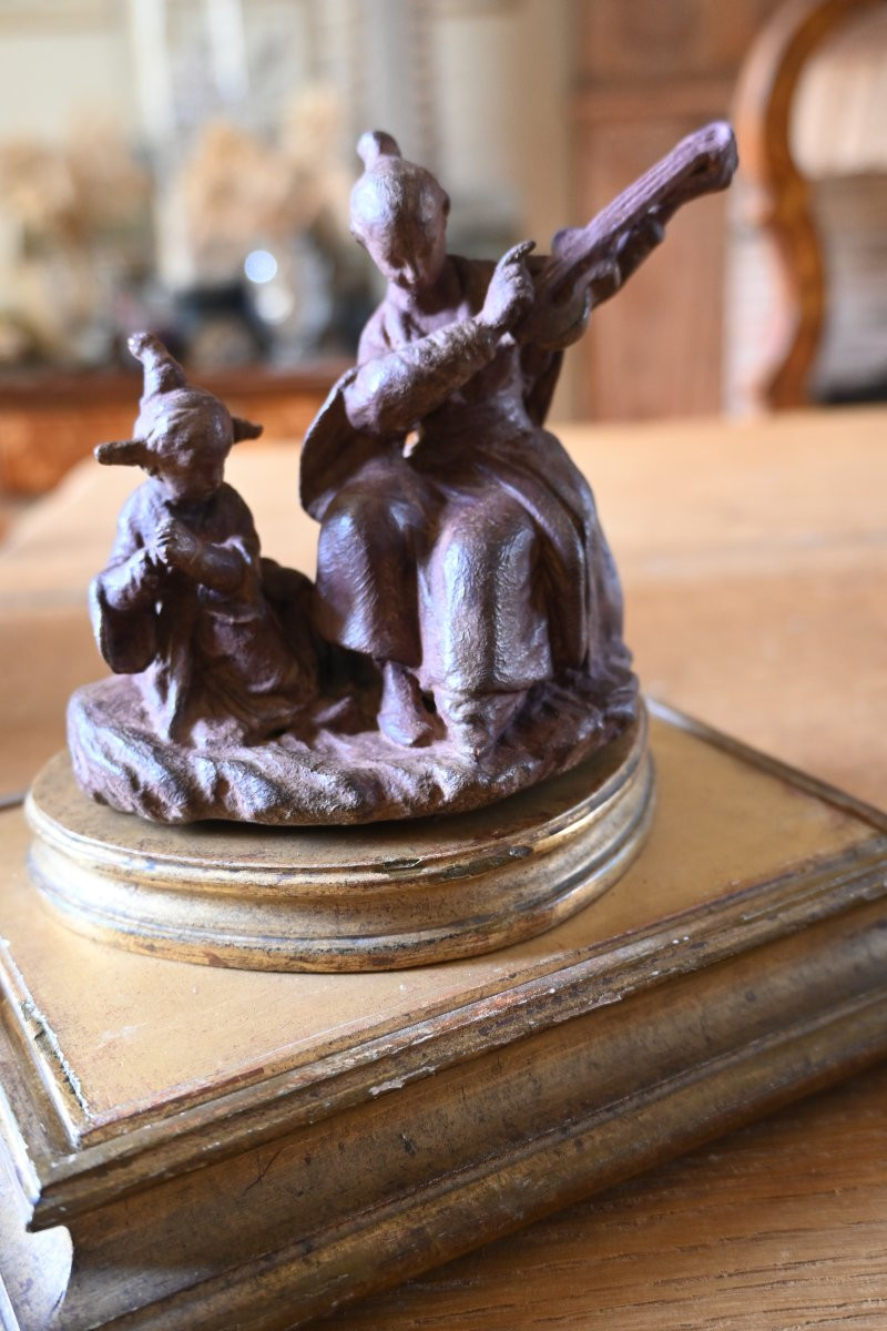 Petite terre cuite la leçon de musique , d après François Boucher-photo-3