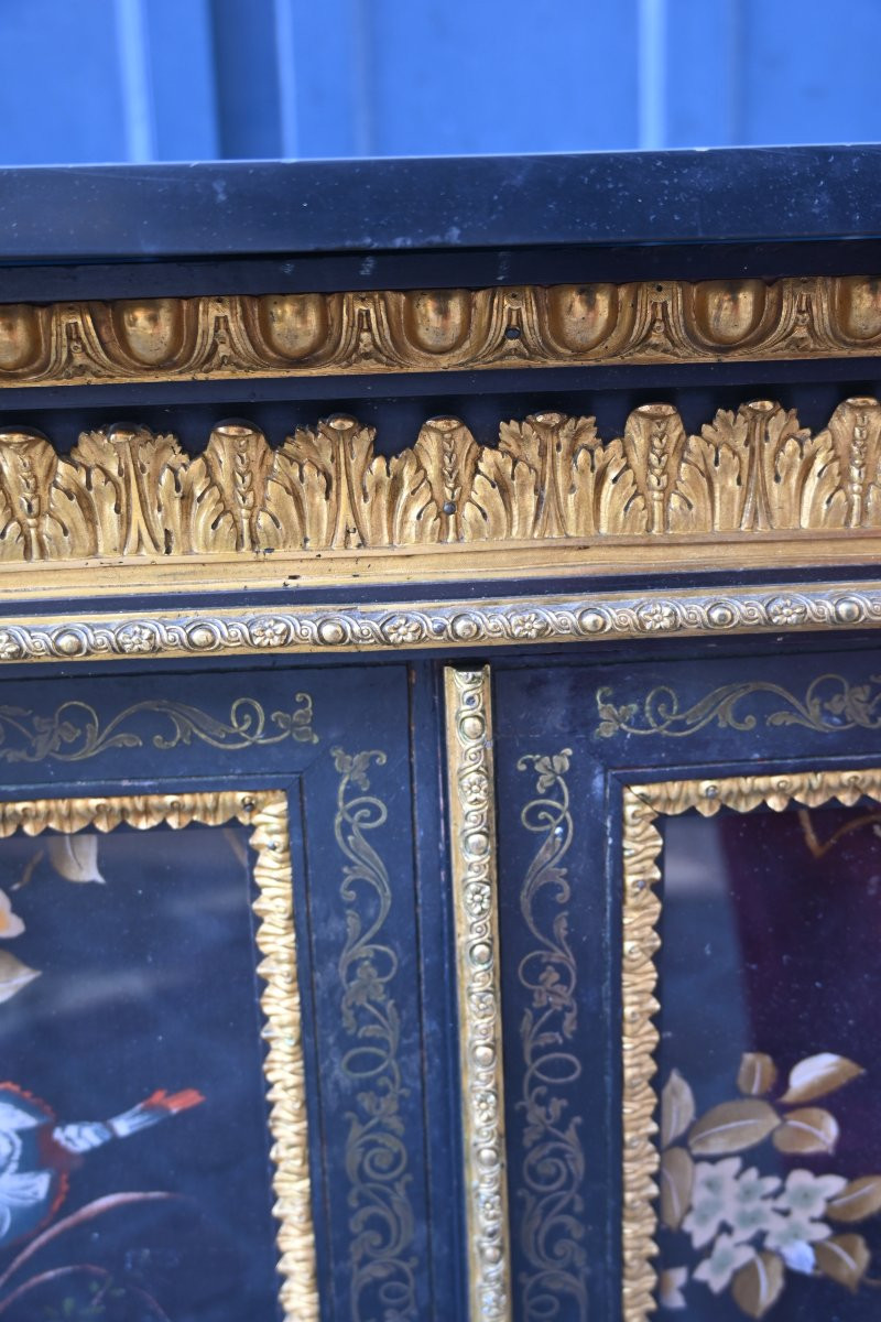 Meuble,vitrine de style Louis XIV  , marqueterie Boulle ,Napoléon III-photo-4