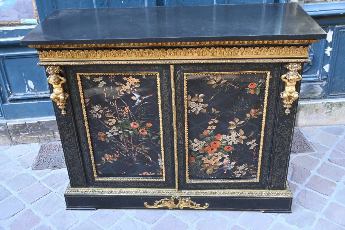 Meuble,vitrine de style Louis XIV  , marqueterie Boulle ,Napoléon III-photo-4